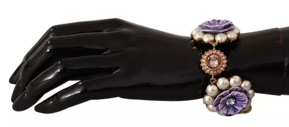 FIORI BLOOMING Florales Barockkristall-Armband aus Messing