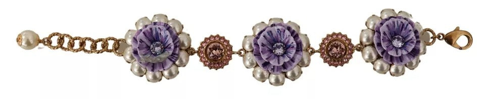 FIORI BLOOMING Florales Barockkristall-Armband aus Messing
