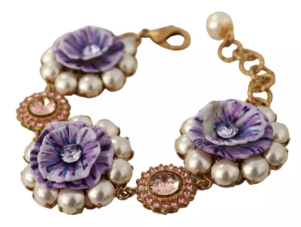FIORI BLOOMING Florales Barockkristall-Armband aus Messing
