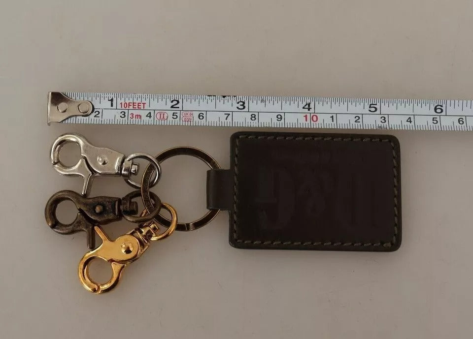 Grüner Leder-Schlüsselanhänger mit D&amp;G-Logo und Metallring und Haken