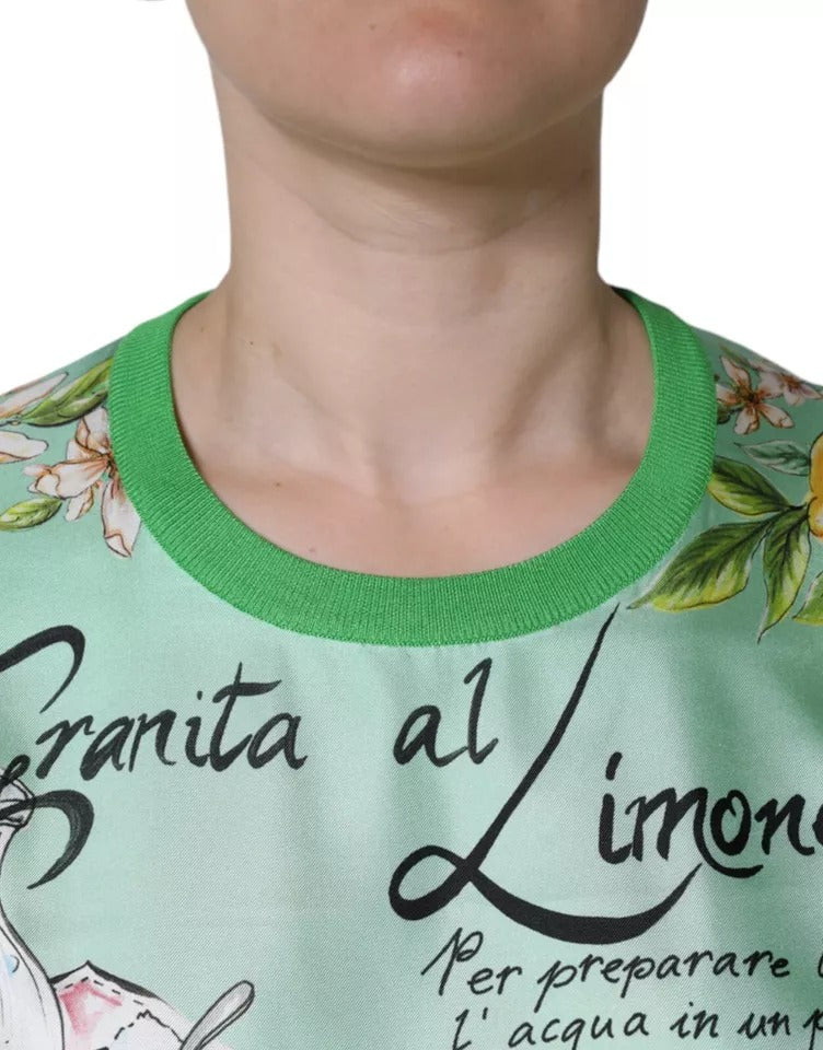 Grüner Granita Al Limone-Pullover mit langen Ärmeln aus Seide