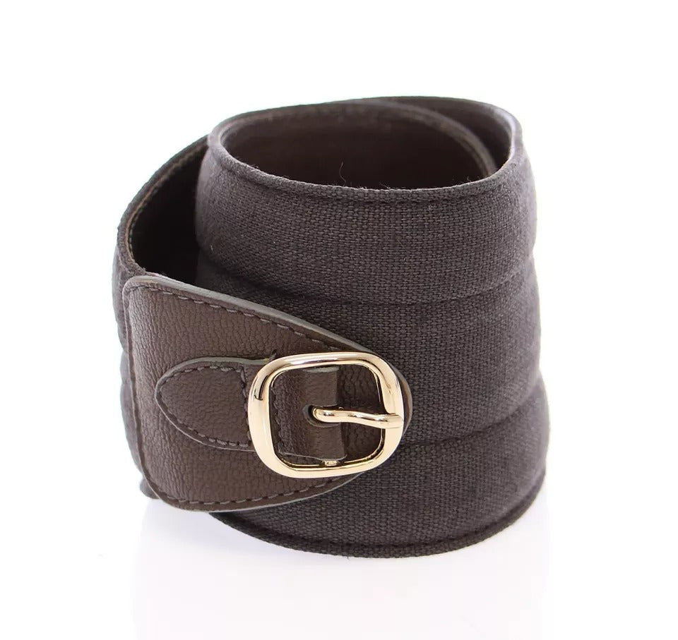 Brauner D&amp;G-Ledergürtel aus Leinen mit Logo