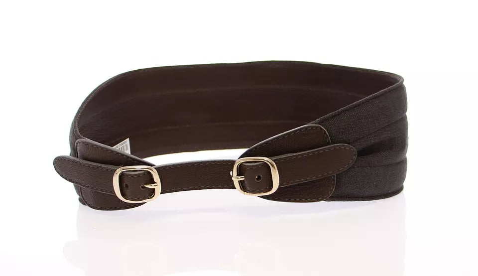 Brauner D&amp;G-Ledergürtel aus Leinen mit Logo