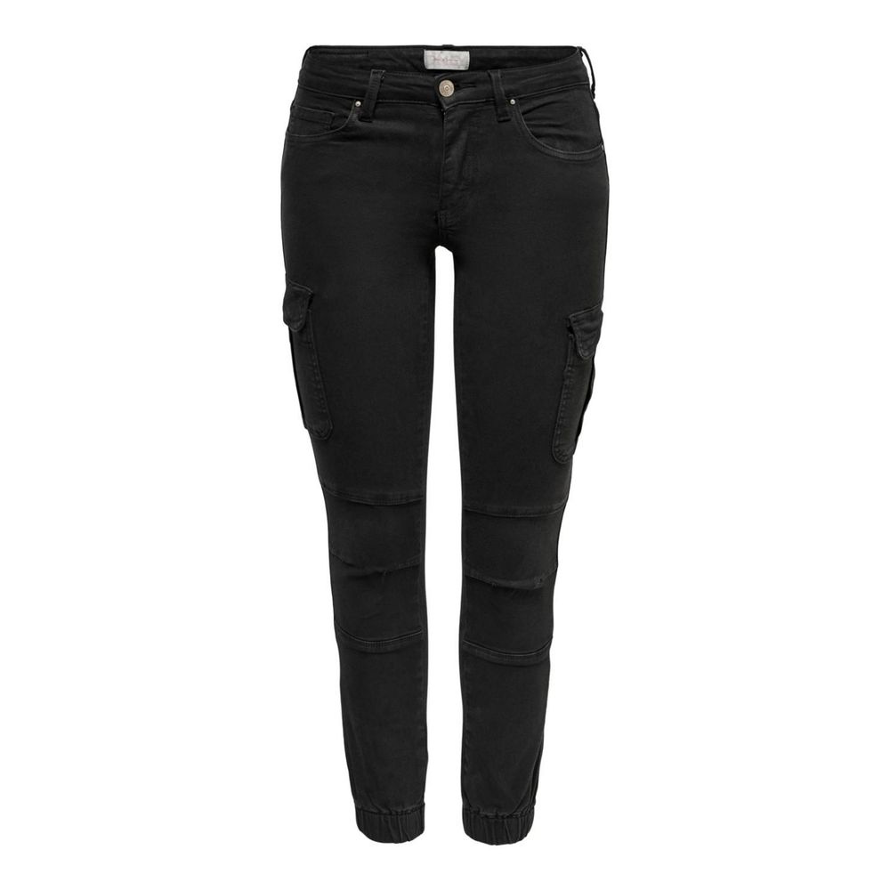 Schwarze Skinny-Hose aus Baumwolle