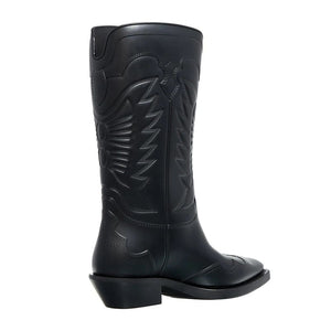 Schwarzer Lederstiefel