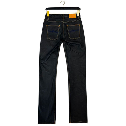 "Black Cotton Men's Jean with Coated Finish and Welt Pockets"
