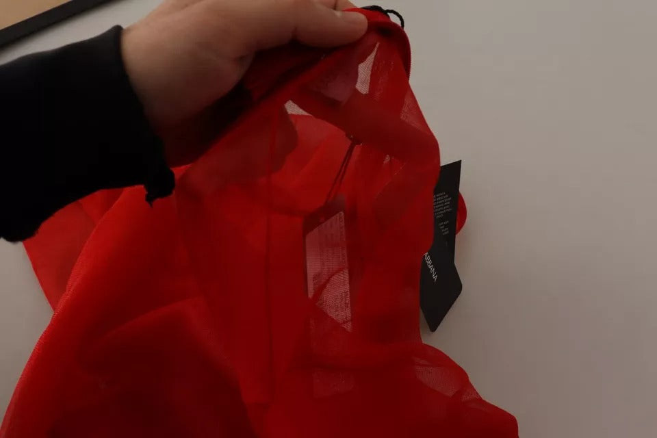 Orangefarbener, halbtransparenter Blusenpullover