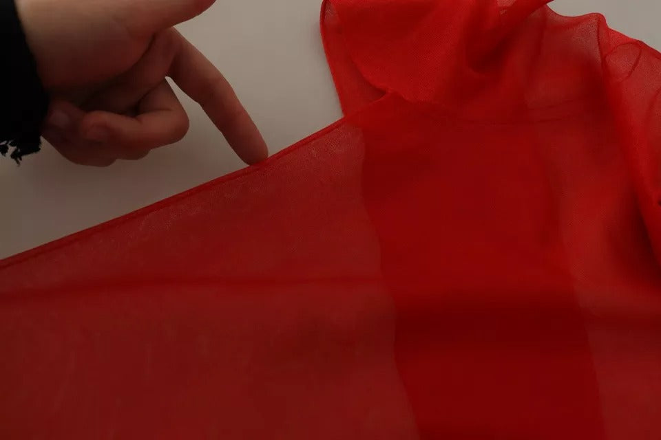 Orangefarbener, halbtransparenter Blusenpullover