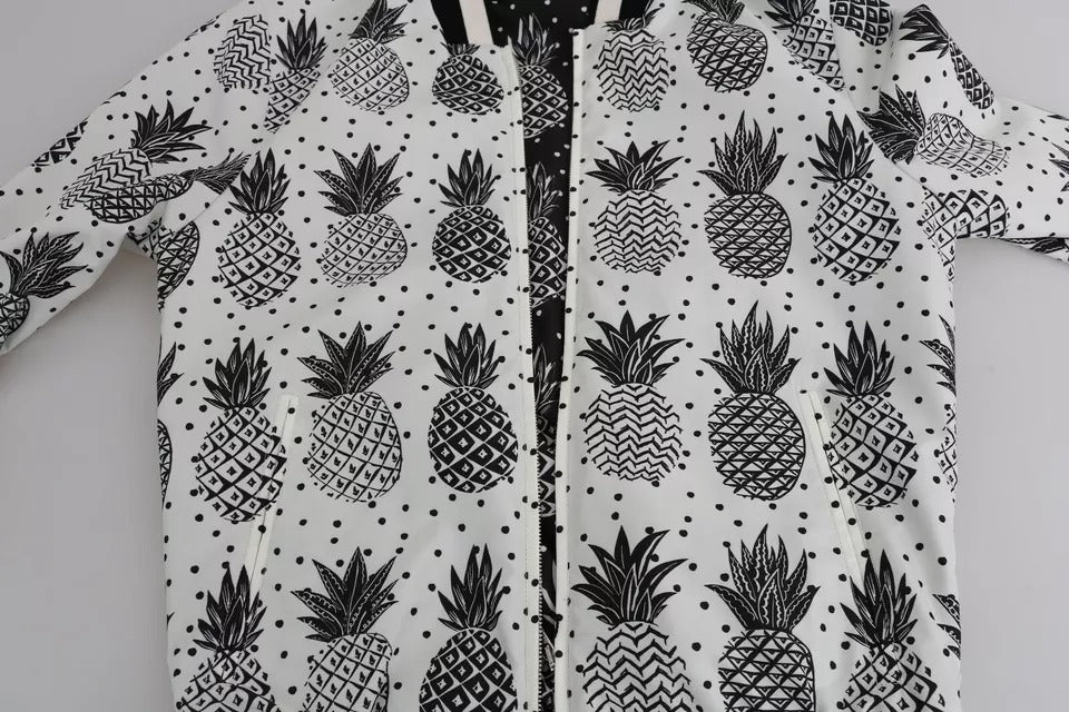 Weiß-schwarze Ananas-Bomberjacke