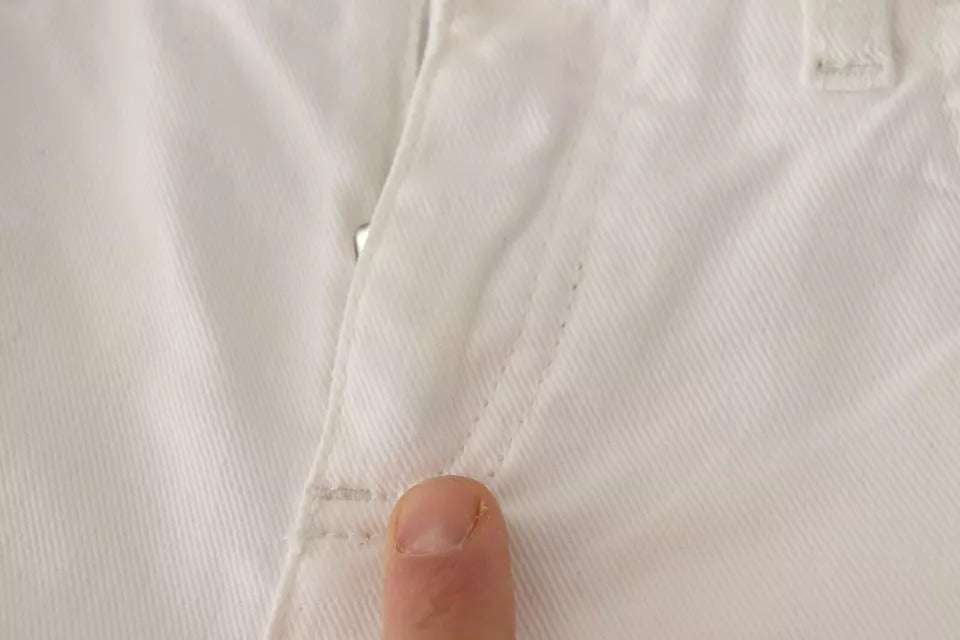 Weiße Pretty Slim Fit Jeans aus Baumwolldenim