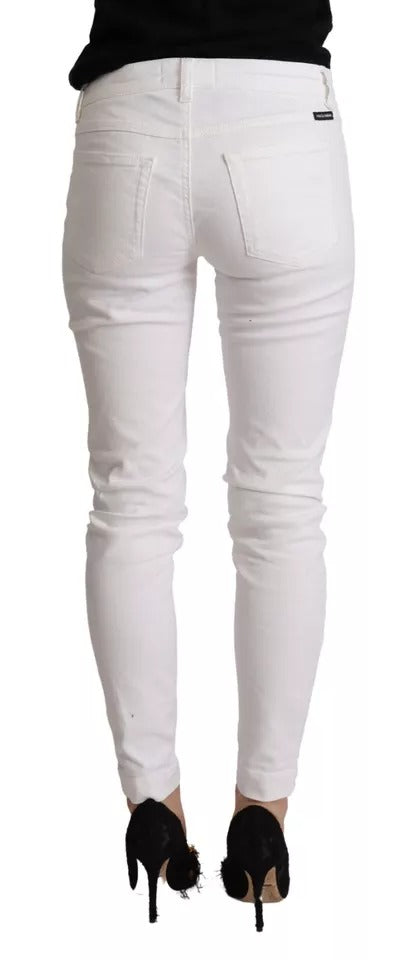 Weiße Pretty Slim Fit Jeans aus Baumwolldenim
