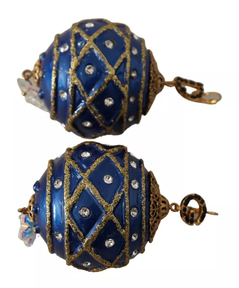 Gold Messing Blau Weihnachtskugel Kristall Haken Schmuck Ohrringe