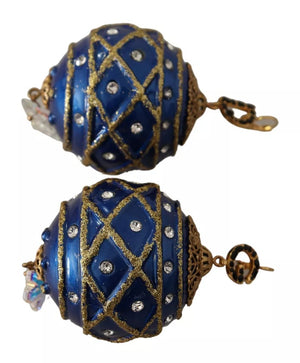 Gold Messing Blau Weihnachtskugel Kristall Haken Schmuck Ohrringe