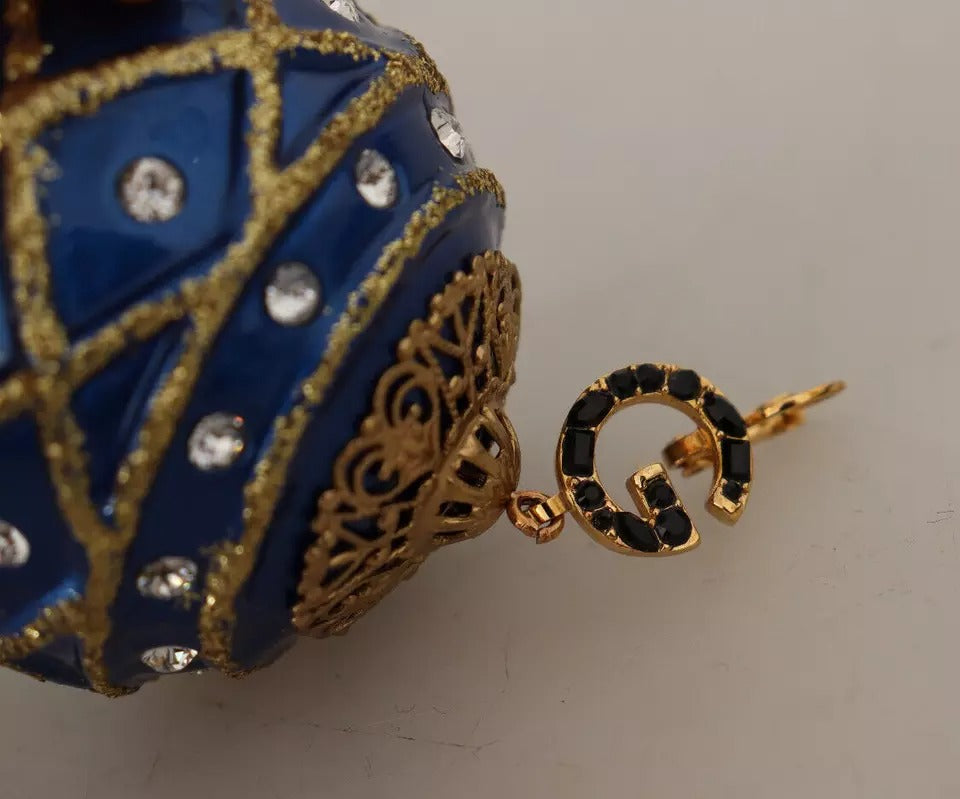 Gold Messing Blau Weihnachtskugel Kristall Haken Schmuck Ohrringe