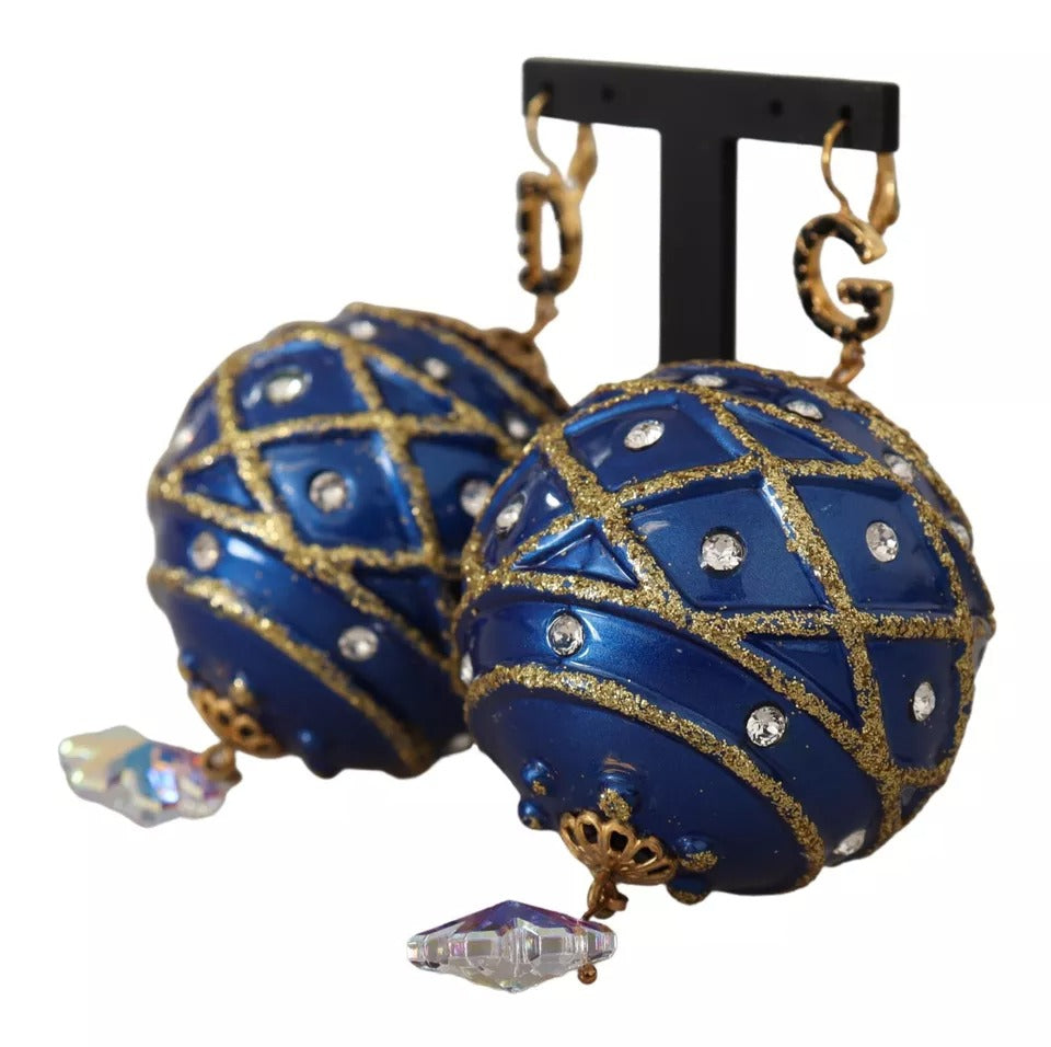 Gold Messing Blau Weihnachtskugel Kristall Haken Schmuck Ohrringe