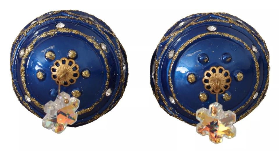 Gold Messing Blau Weihnachtskugel Kristall Haken Schmuck Ohrringe