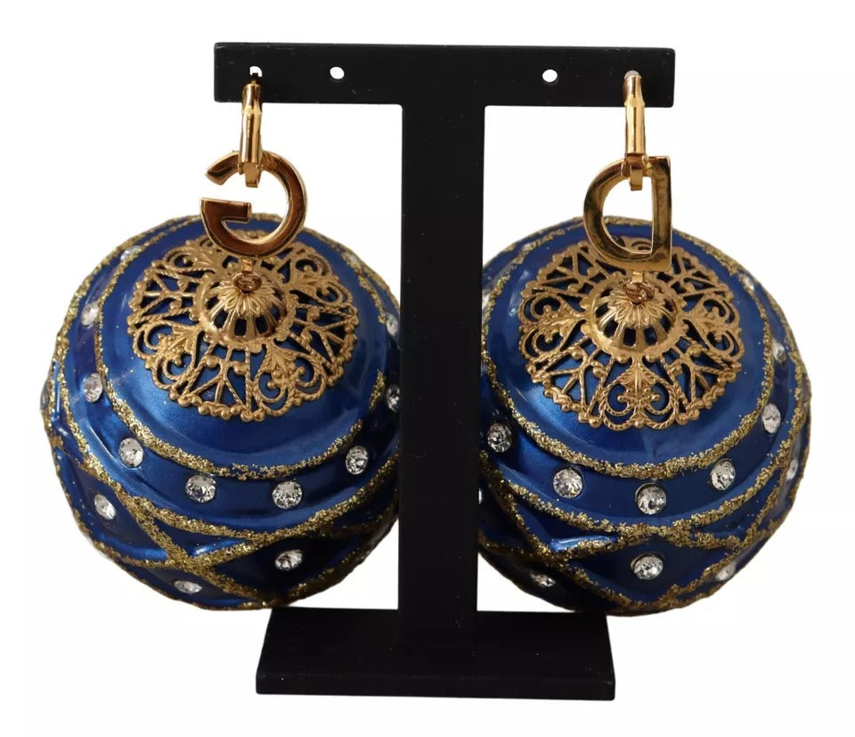 Gold Messing Blau Weihnachtskugel Kristall Haken Schmuck Ohrringe