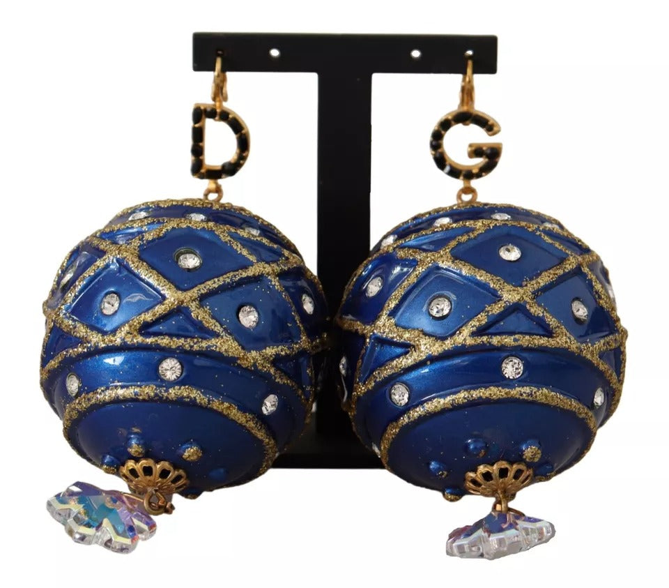 Gold Messing Blau Weihnachtskugel Kristall Haken Schmuck Ohrringe