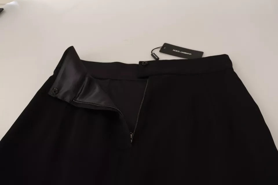Schwarzer Mini-Bleistiftrock aus Seide mit hoher Taille