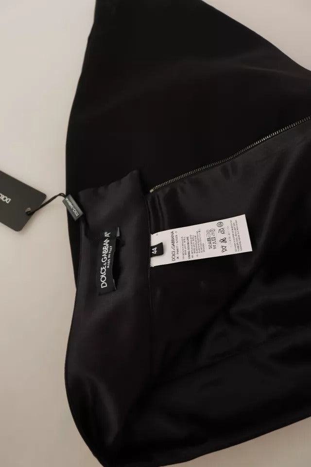 Schwarzer Mini-Bleistiftrock aus Seide mit hoher Taille
