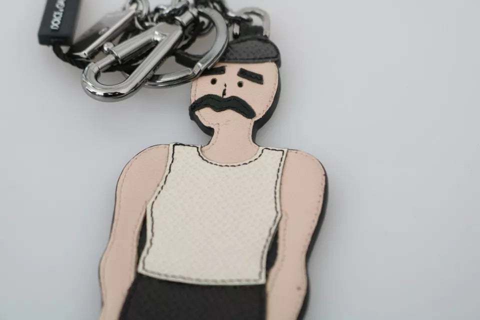 Schlüsselanhänger mit Fischer-Logo aus schwarzem Leder