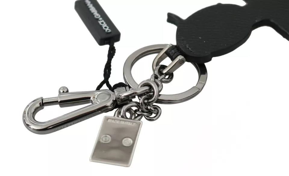 Schlüsselanhänger mit Fischer-Logo aus schwarzem Leder