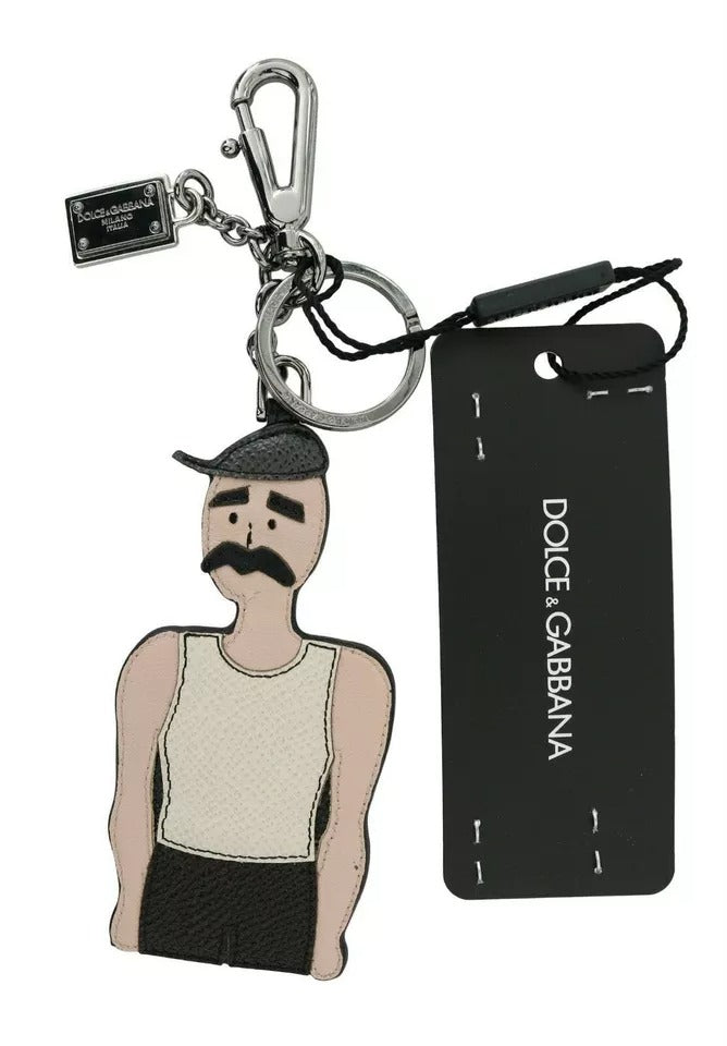 Schlüsselanhänger mit Fischer-Logo aus schwarzem Leder