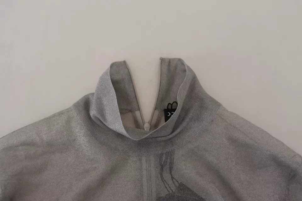 Grauer durchsichtiger Rollkragenpullover