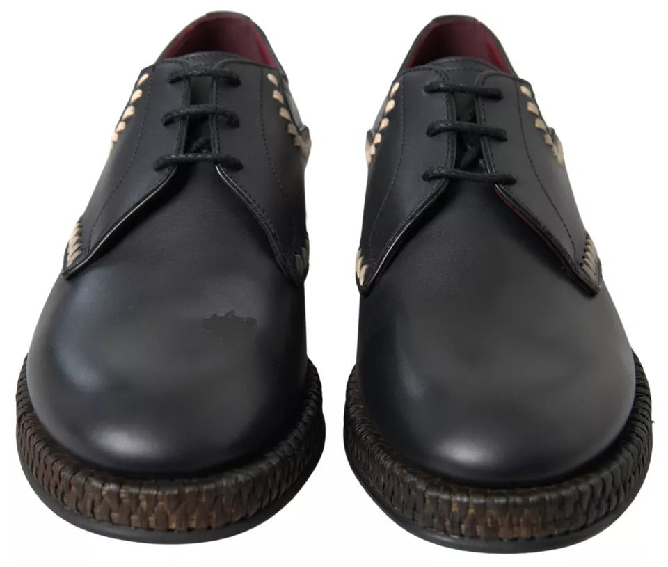 Schwarze Derby-Schuhe aus Leder in Beige