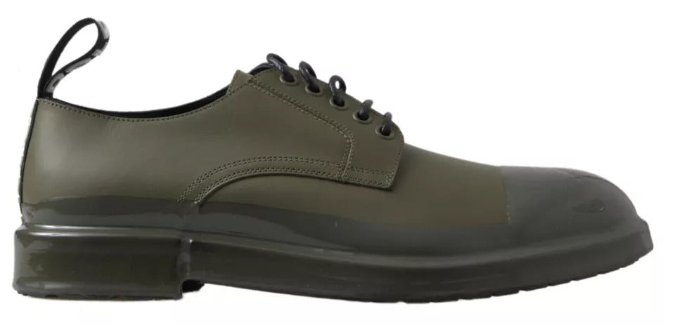 Grüne Lederschuhe mit Gummisohle