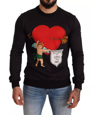 Schwarzer Hoodie mit Cupid-Print