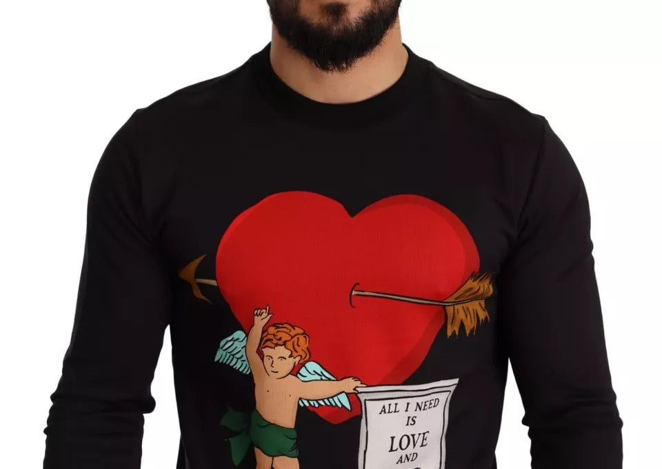 Schwarzer Hoodie mit Cupid-Print