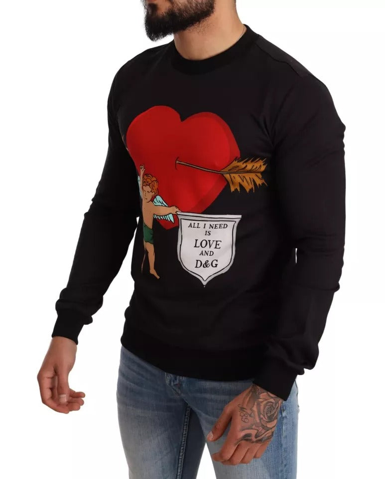 Schwarzer Hoodie mit Cupid-Print
