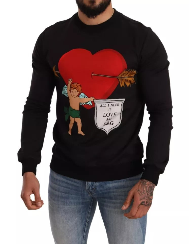 Schwarzer Hoodie mit Cupid-Print