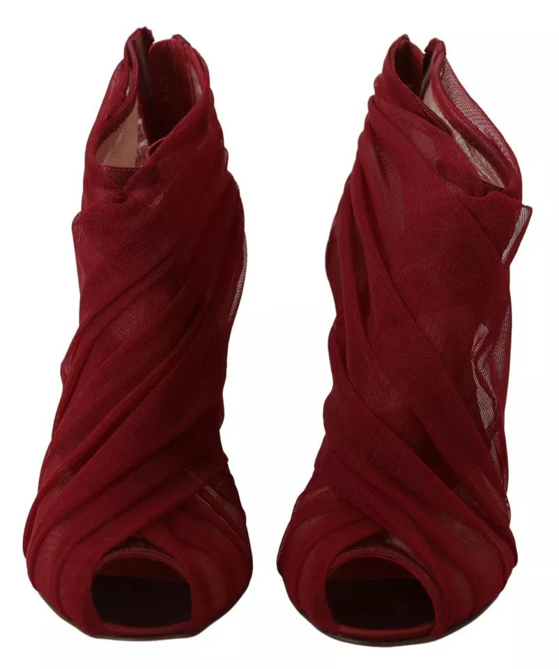 Rote Tüll Stiefeletten Stiletto Heels Schuhe