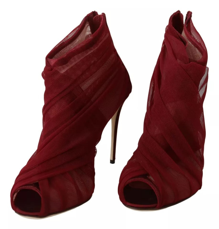Rote Tüll Stiefeletten Stiletto Heels Schuhe