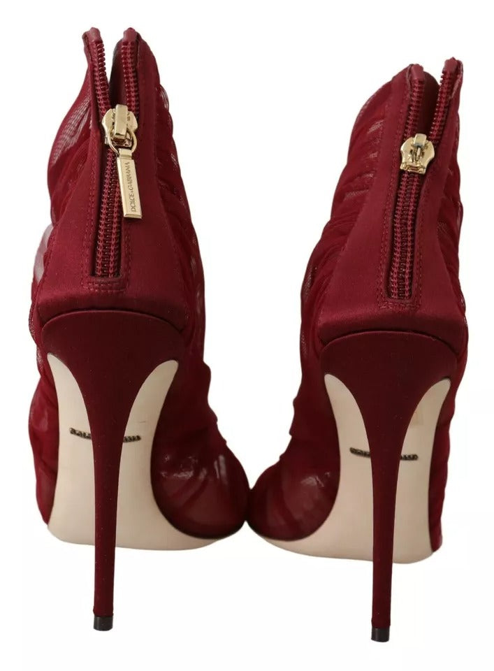 Rote Tüll Stiefeletten Stiletto Heels Schuhe