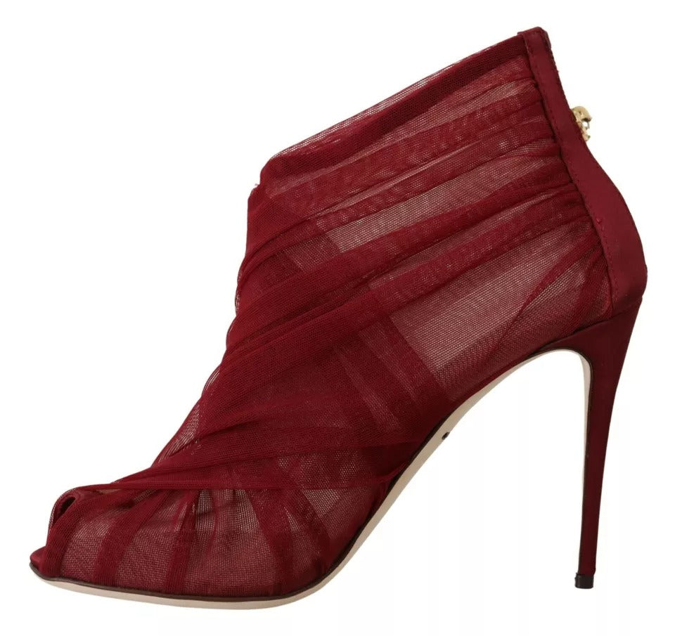 Rote Tüll Stiefeletten Stiletto Heels Schuhe