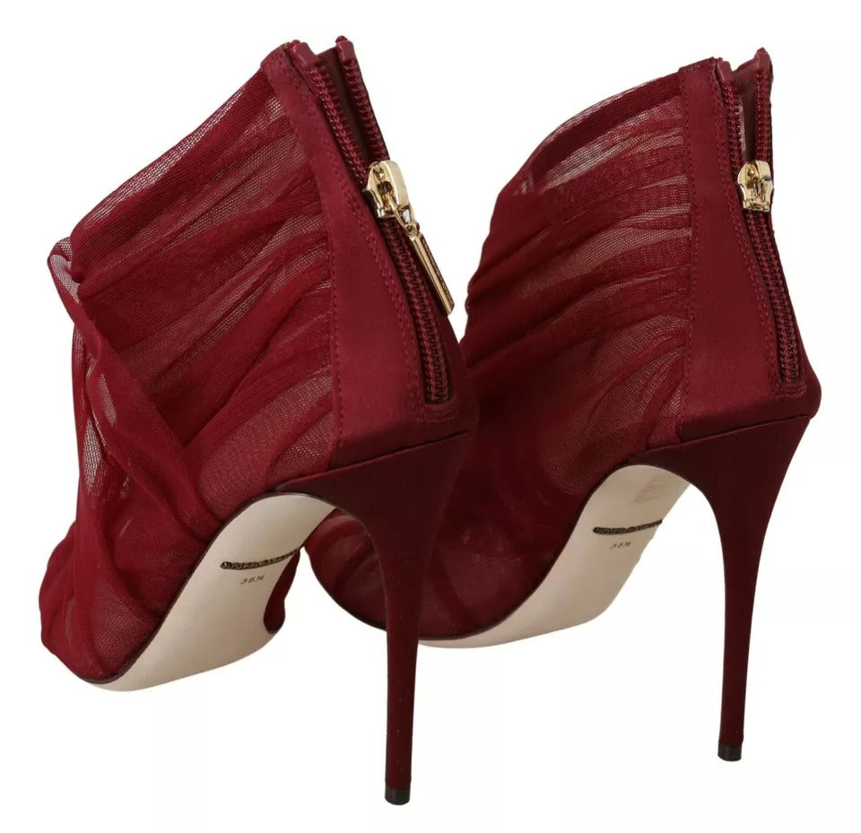 Rote Tüll Stiefeletten Stiletto Heels Schuhe