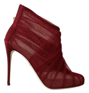 Rote Tüll Stiefeletten Stiletto Heels Schuhe