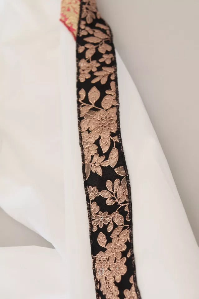 Weiße Hose aus Jacquard-Baumwollmischung mit mittlerer Taille