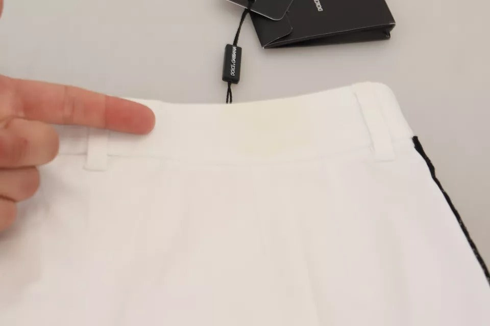 Weiße Hose aus Jacquard-Baumwollmischung mit mittlerer Taille