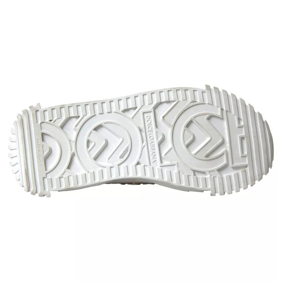 Weiße NS1 Canvas-Leder-Sneakers mit Verzierung