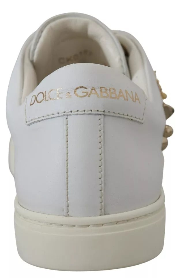 Weiße Leder Gold Rot Herz Sneakers Schuhe