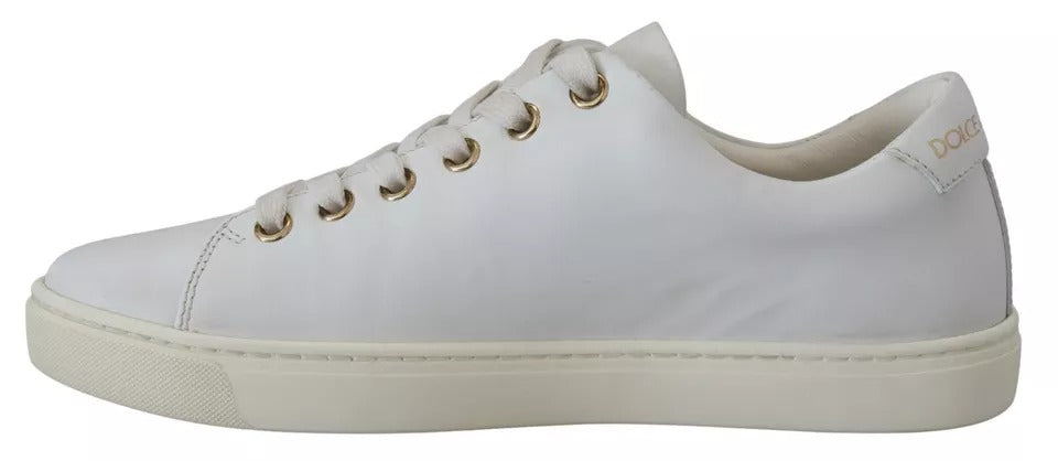 Weiße Leder Gold Rot Herz Sneakers Schuhe