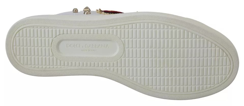Weiße Leder Gold Rot Herz Sneakers Schuhe