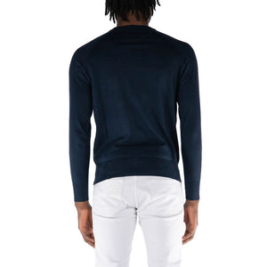 Blauer Baumwollpullover