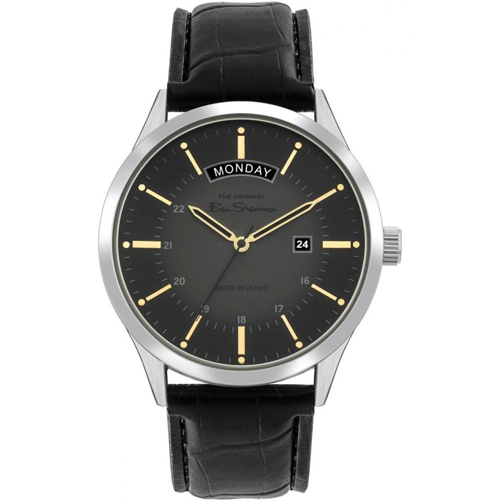 Schwarze Lederuhr