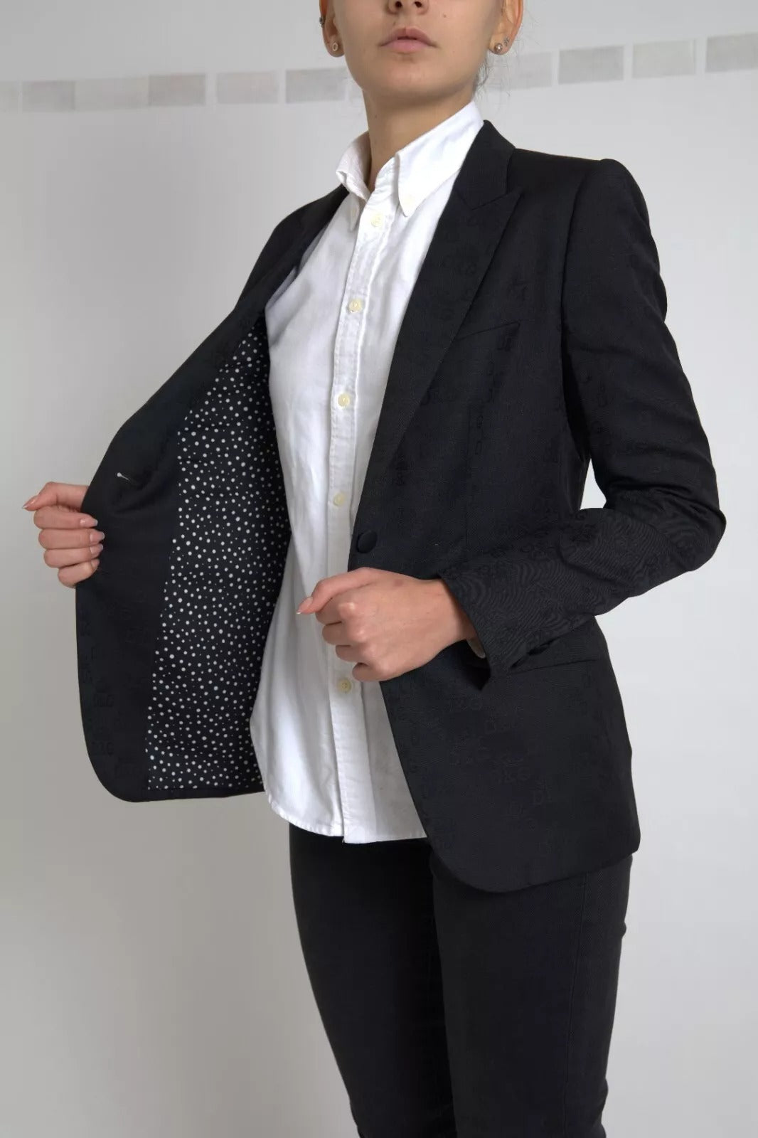 Schwarzer Langarm-Mantel-Blazer-Jacke