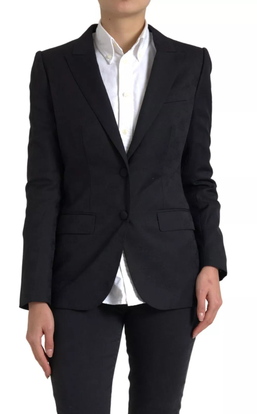 Schwarzer Langarm-Mantel-Blazer-Jacke
